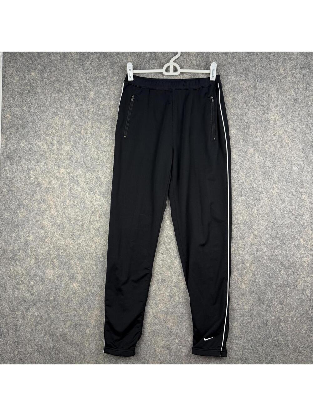 Nike Women’s Track Pants Zip Pockets Ankle Black White Size Small 048